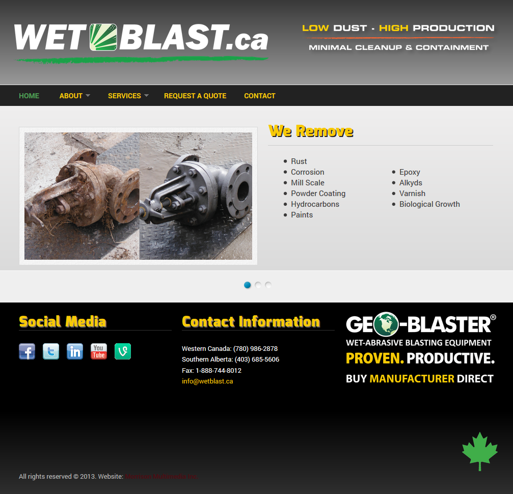 wetblast.ca screenshot